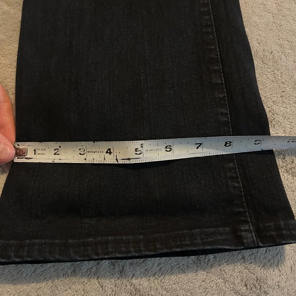 NYDJ Tummy Tuck Jeans Womens 10 Black Wide Leg Flare High Rise Denim 31x32